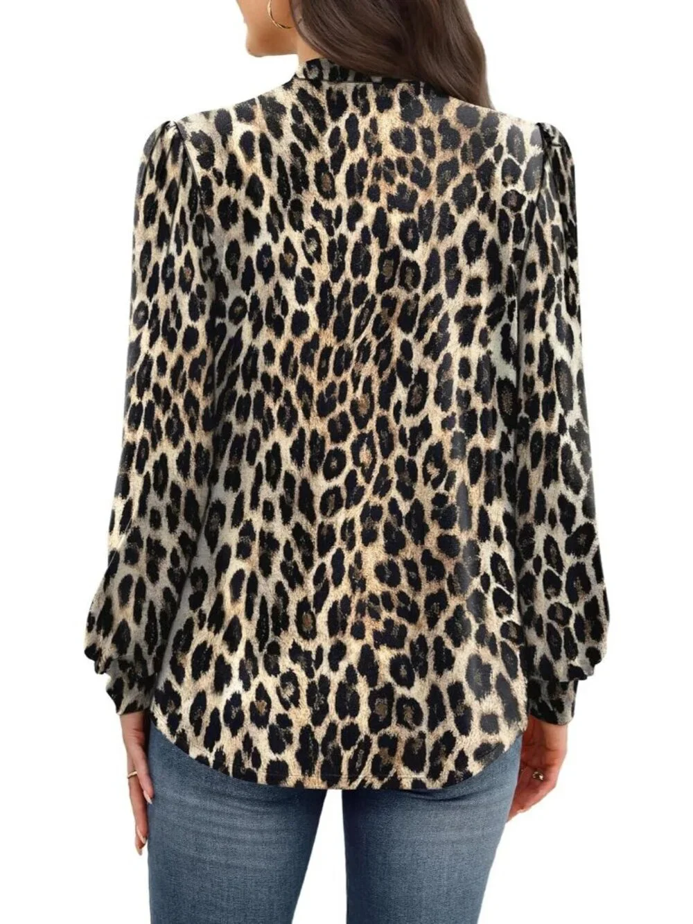 Women's Black Beige Long Sleeve Shirt Pleated Front Blouses Dressy Mock Neck Top
